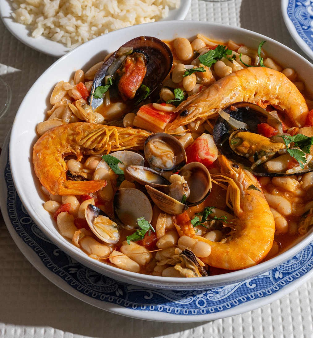 Mixed seafood stew with beans
